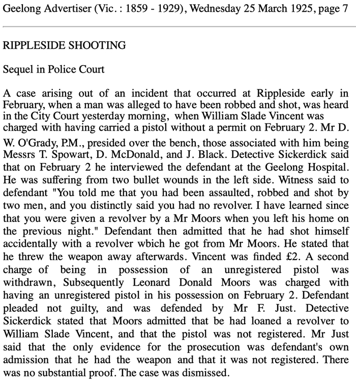 William’s Day in Court 24th March 1925